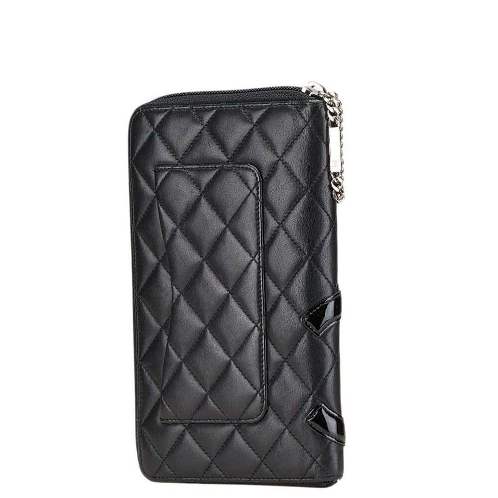 CHANEL Authentic Black Lambskin Leather Logo Wallet - Picture 2 of 16